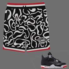 Load image into Gallery viewer, Forever Laced Shorts to match Retro Jordan 4 Bred Reimagined sneakers