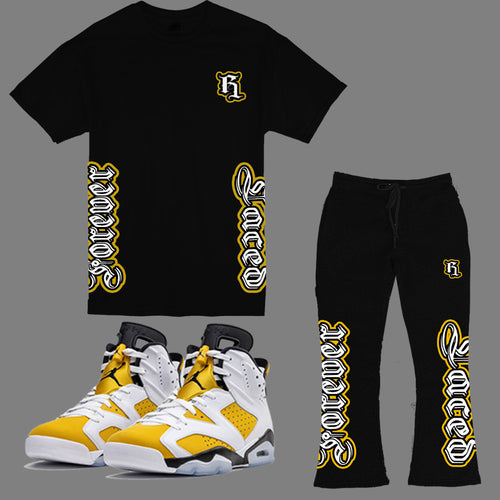 Forever Laced AW Stacked Outfit to match Retro Jordan 6 Yellow Ochre