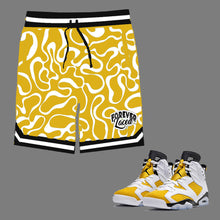 Load image into Gallery viewer, Forever Laced Shorts to match Retro Jordan 6 Yellow Ochre sneakers