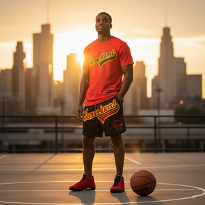 Forever Laced FL Stadium Short Set to match Retro Jordan 14 Ferrari sneakers