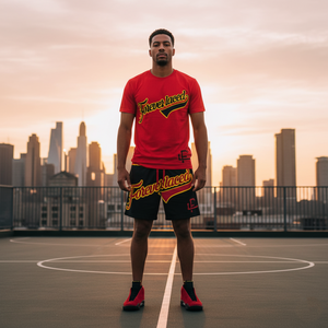 Forever Laced FL Stadium Short Set to match Retro Jordan 14 Ferrari sneakers