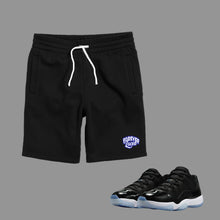 Load image into Gallery viewer, Forever Laced Fleece Shorts to match Retro Jordan 11 Low Space Jam sneakers
