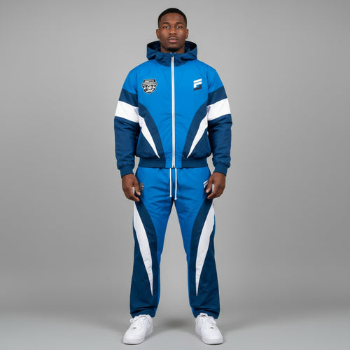 Forever Laced Velar Hooded Windbreaker Set - Navy Blue/Carolina Blue and White