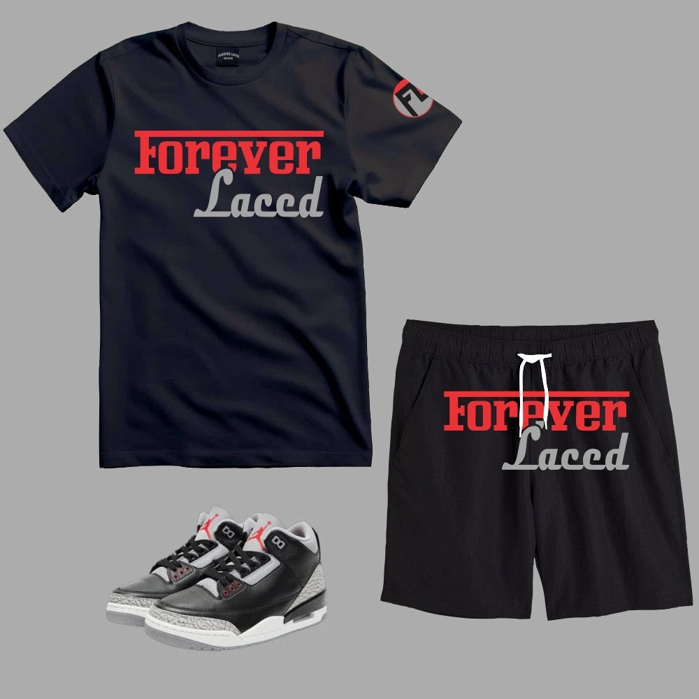 Forever Laced Racer Short Set to match Retro Jordan 3 Black Cement