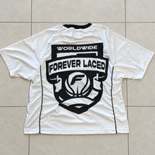 Load image into Gallery viewer, Forever Laced Worldwide Mesh Oversized Jersey - White/Navy Blue (In Stock)
