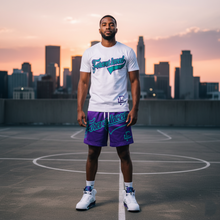 Load image into Gallery viewer, Forever Laced FL Stadium Short Set to match Retro Jordan 5 OG Grape sneakers