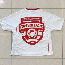Load image into Gallery viewer, Forever Laced Worldwide Mesh Oversized Jersey - White &amp; Red (In Stock)