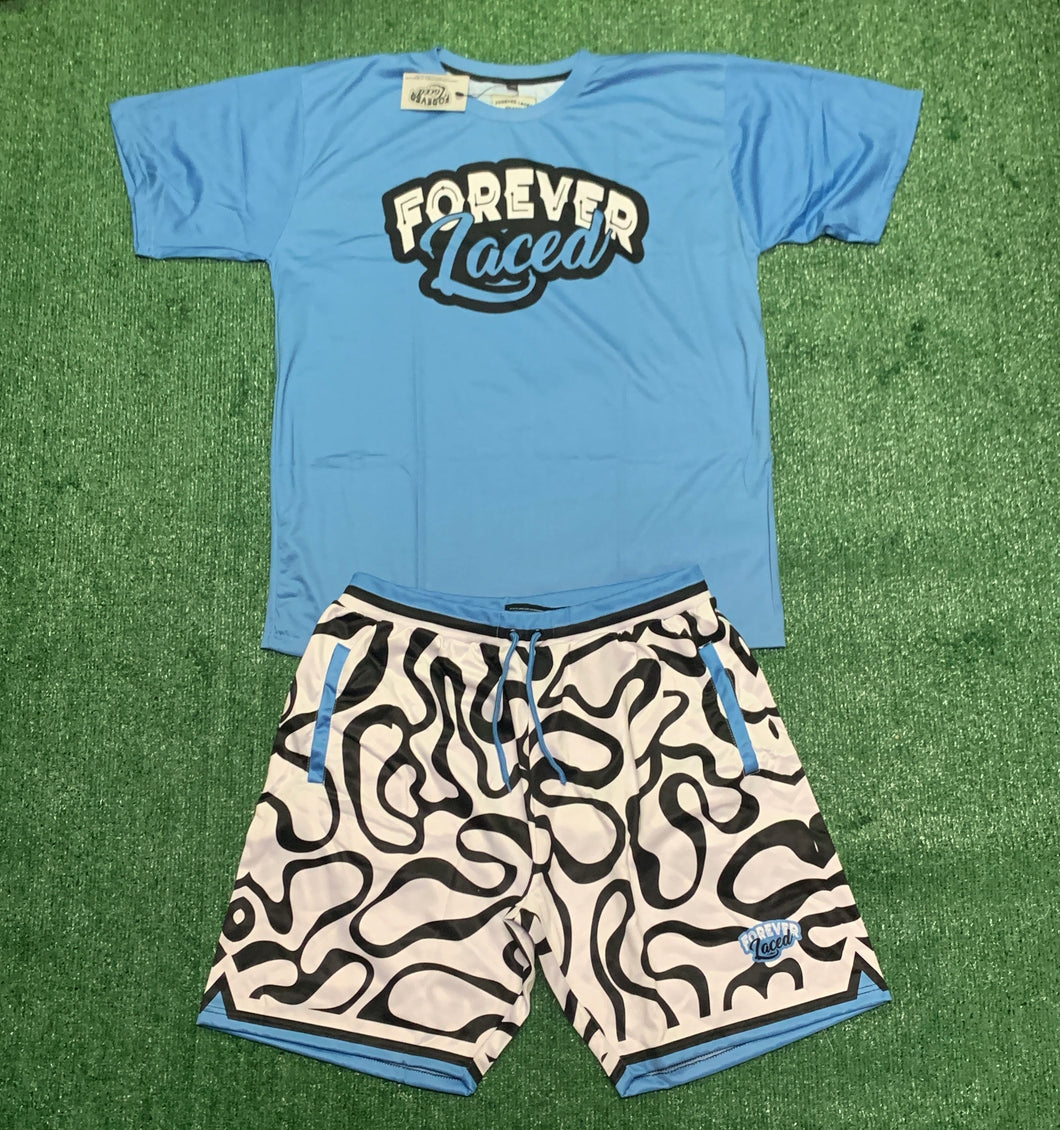 Forever Laced Retro Short Set - Powder Blue