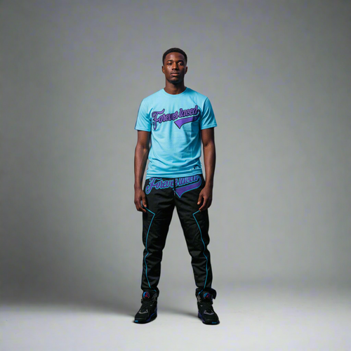 Forever Laced FL Stadium Outfit to match Retro Jordan 8 Aqua sneakers