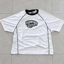 Load image into Gallery viewer, Forever Laced Worldwide Mesh Oversized Jersey - White/Navy Blue (In Stock)