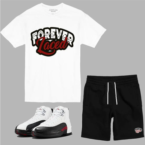 Forever Laced Classic Short Set to match the Retro Jordan 12 Taxi Flip sneakers