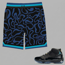 Load image into Gallery viewer, Forever Laced Retro Shorts to match Retro Jordan 11 Gamma Blue sneakers