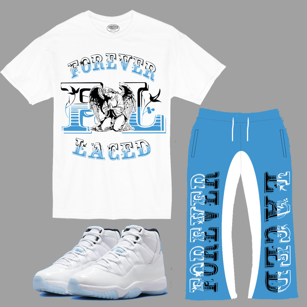 Forever Laced Initiale Outfit to match Retro Jordan 11 Legend Blue sneakers