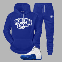 Load image into Gallery viewer, Forever Laced Hooded Sweatsuit 2 to match Retro Jordan 12 Blueberry sneakers