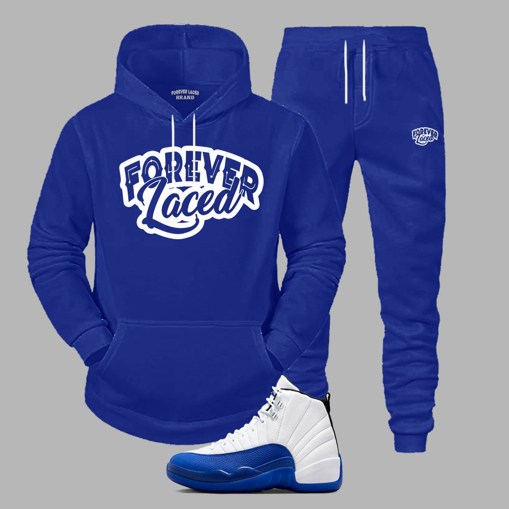 Forever Laced Hooded Sweatsuit 2 to match Retro Jordan 12 Blueberry sneakers