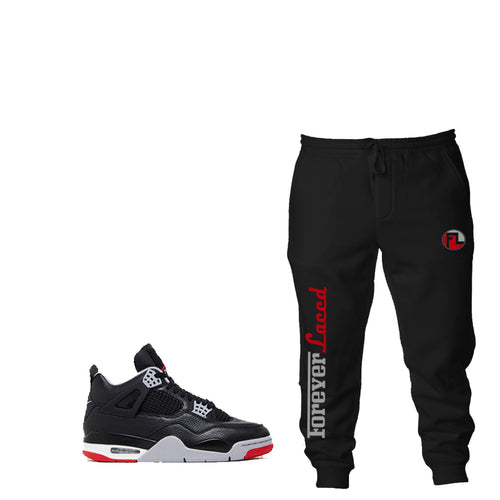 Forever Laced Racer Joggers to match Retro Jordan 4 Bred Reimagined sneakers