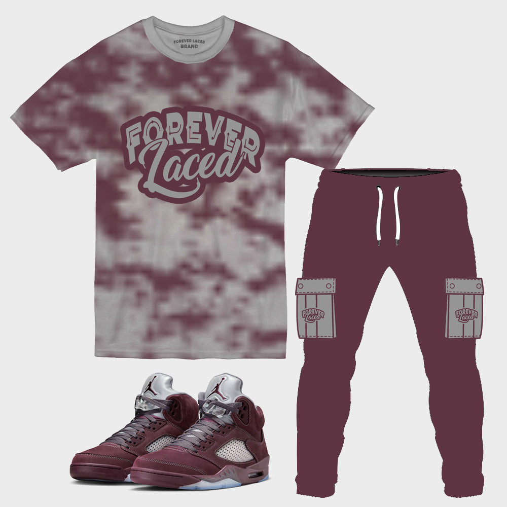 Forever Laced Outfit to match Retro Jordan 5 Burgundy Sneakers