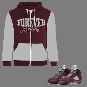 Forever Laced Hoodie to match Retro Jordan 5 Burgundy sneakers