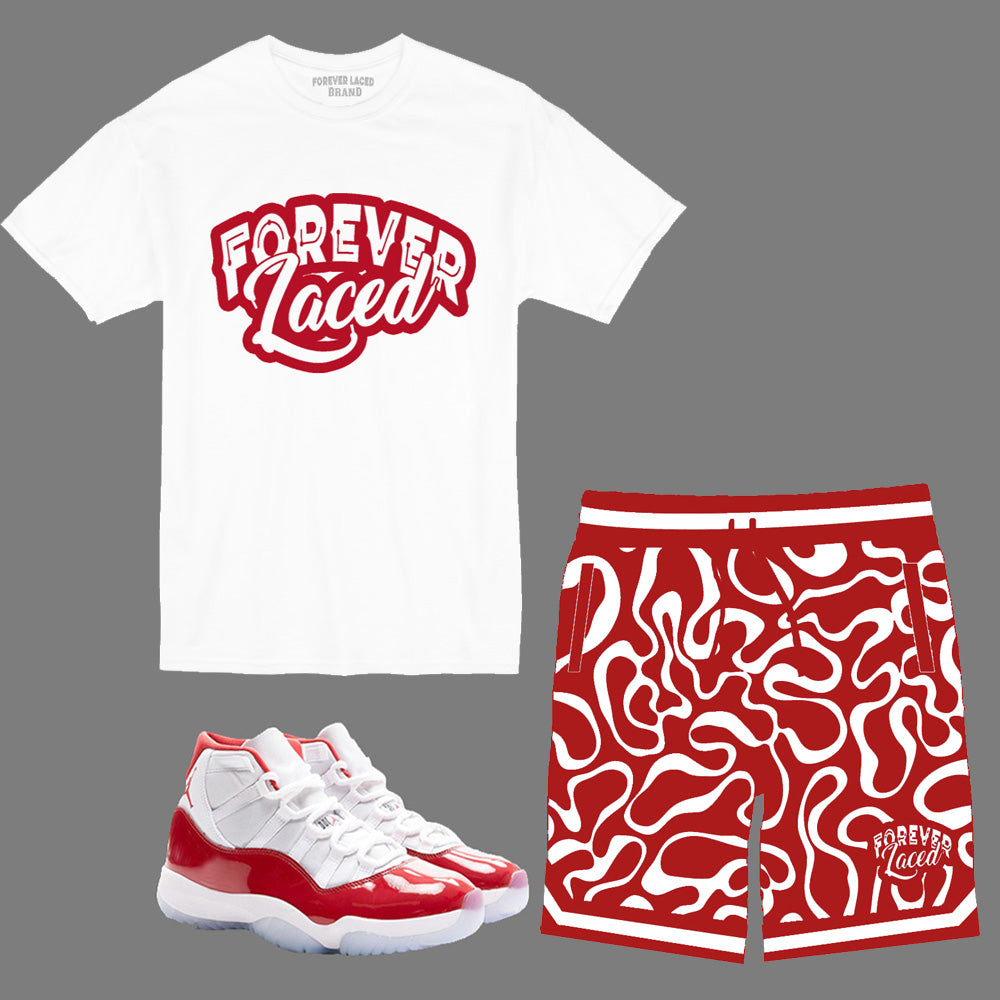 Forever Laced 1 Short Set to match the Retro Jordan 11 Cherry sneakers