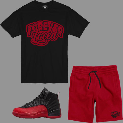 Forever Laced Classic Short Set to match Retro Jordan 12 Flu Game sneakers