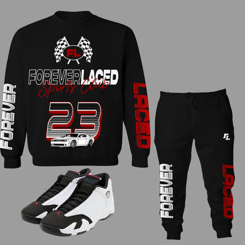 Forever Laced Sports Club Crewneck Sweatsuit to match Retro Jordan 14 Black Toe