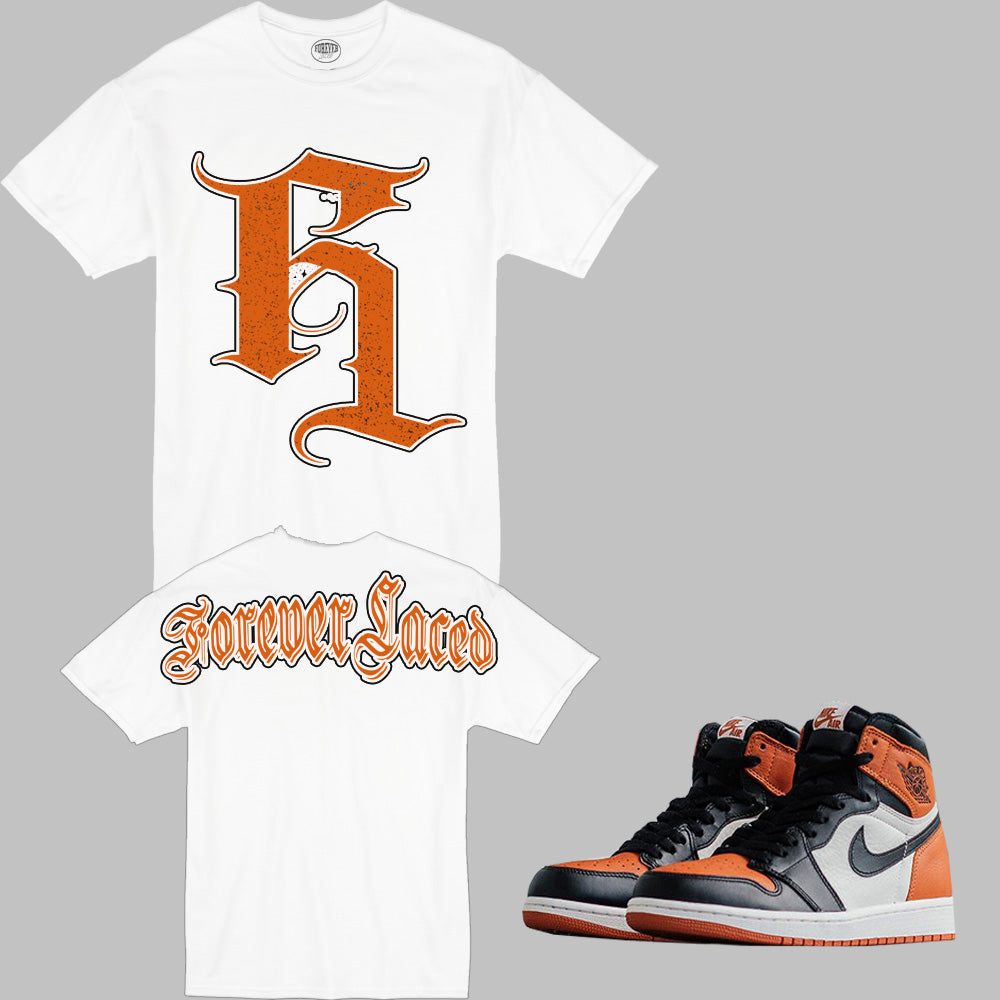 Forever Laced FL Destine T-Shirt to match Retro Jordan 1 Shattered Backboard sneakers