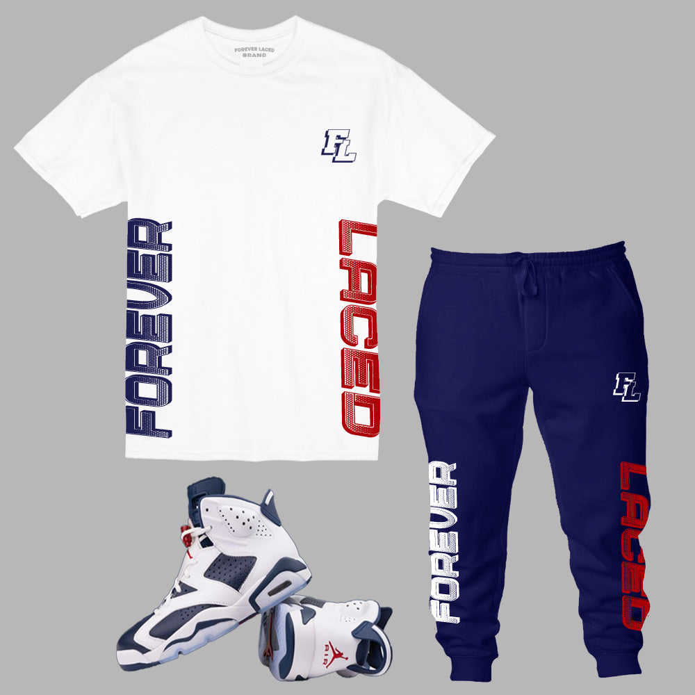 Forever Laced FL Outfit to match Retro Jordan 6 Olympic sneakers