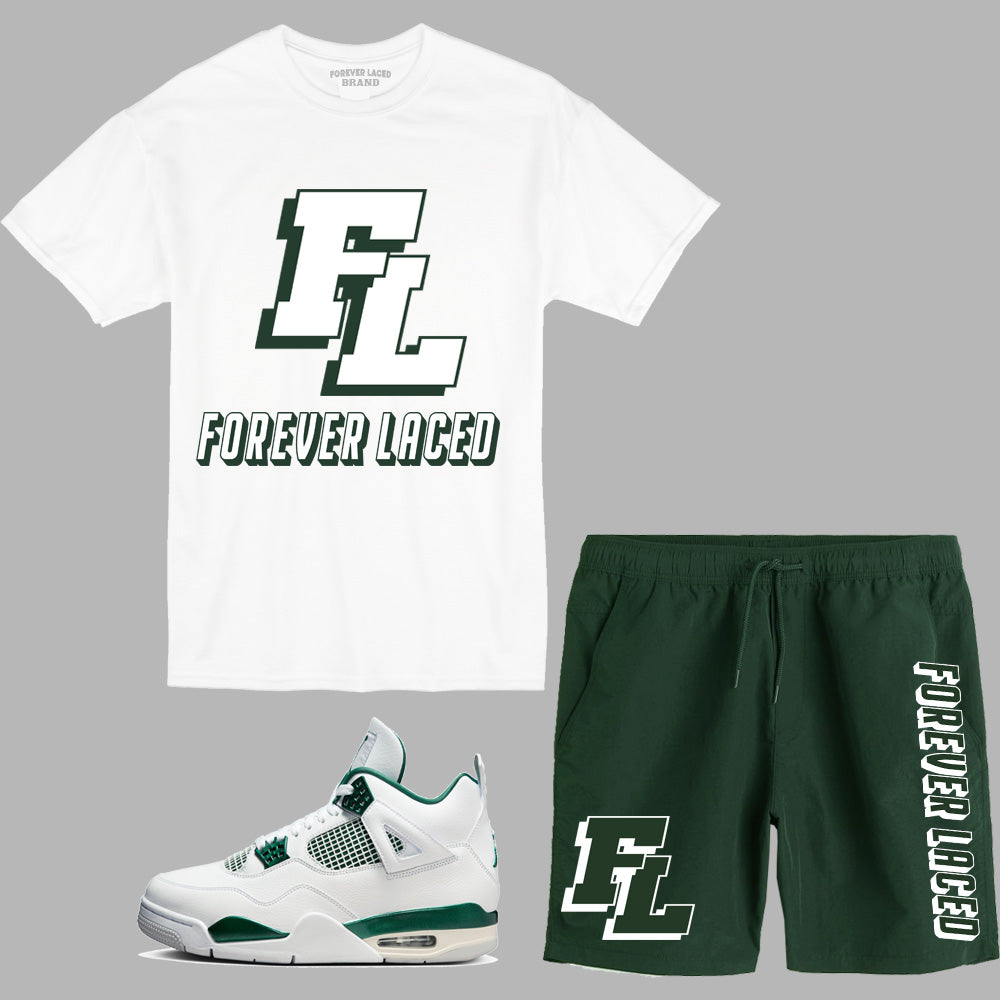 Forever Laced FL Short Set to match Retro Jordan 4 Oxidized Green sneakers