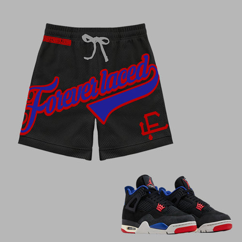 Forever Laced FL Mesh Shorts to match Retro Jordan 4 Rare Air sneakers