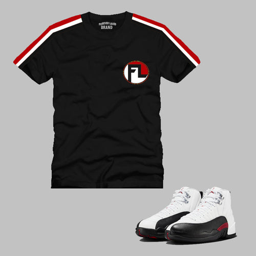 Forever Laced FL T-Shirt to match Retro Jordan 12 Taxi Flip sneakers