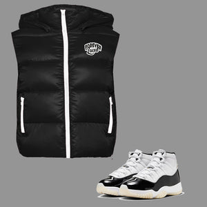 Forever Laced Detachable Hooded Bubble Vest to match Retro Jordan 11 Gratitude sneakers