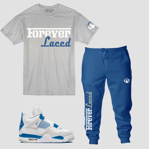 Forever Laced Racer Outfit to match Retro Jordan 4 Military Blue sneakers