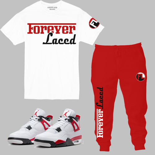 Forever Laced Racer Outfit to match Retro Jordan 4 Red Cement sneakers