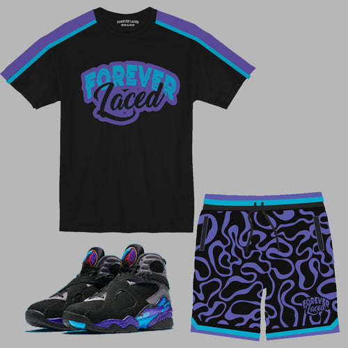 Forever Laced Retro Short Set to match Retro Jordan 8 Aqua sneakers