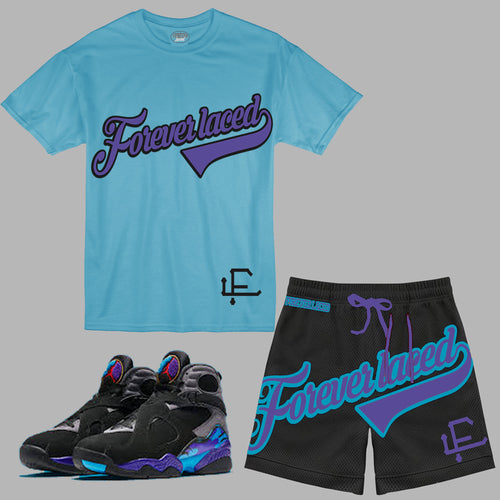 Forever Laced FL Stadium Short Set to match Retro Jordan 8 Aqua