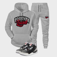 Load image into Gallery viewer, Forever Laced Hooded Sweatsuit to match Retro Jordan 3 Black Cement sneakers