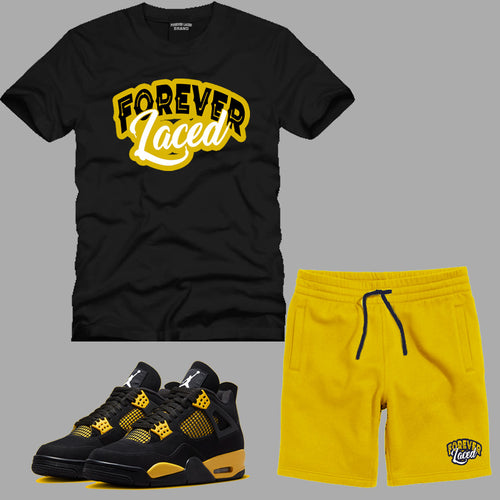 Forever Laced Short Set 1 to match the Retro Jordan 4 Thunder sneakers