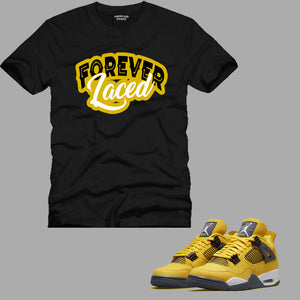 Forever Laced T-Shirt to match Retro Jordan 4 Lightning sneakers