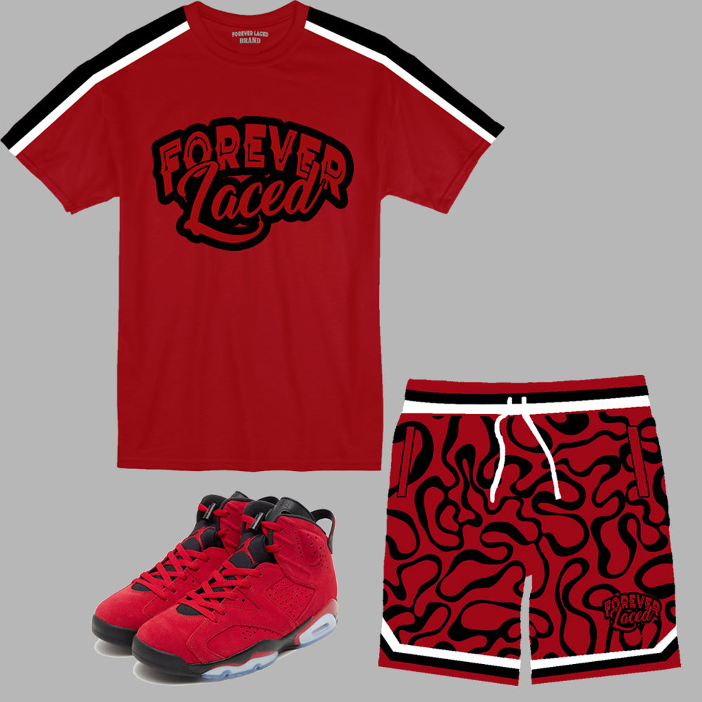 Forever Laced Short Set to match Retro Jordan 6 Toro Bravo sneakers