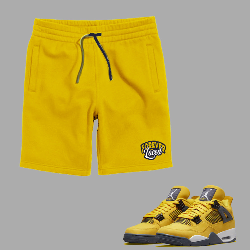 Forever Laced 1 Shorts to match Retro Jordan 4 Lightning sneakers