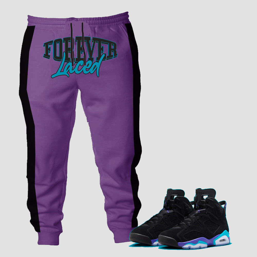 Forever Laced Joggers to match Retro Jordan 6 Aqua sneakers