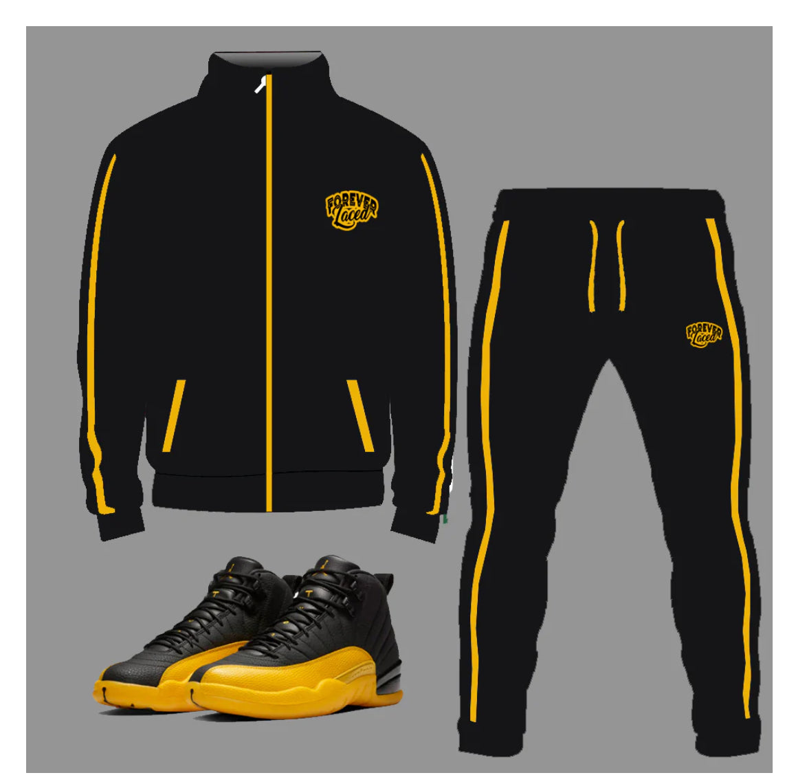 Forever Laced Tracksuit to match Retro Jordan 12 University Gold - In ...