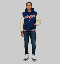 Load image into Gallery viewer, Forever Laced Hooded Varsity Jacket to match Retro Jordan 11 Rare Air
