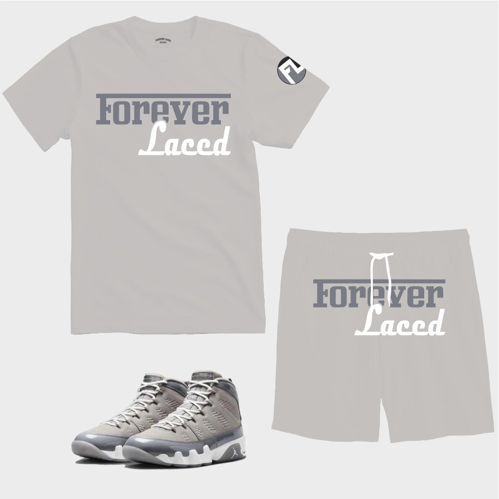 Forever Laced Racer Short Set to match Retro Jordan 9 Cool Grey sneakers
