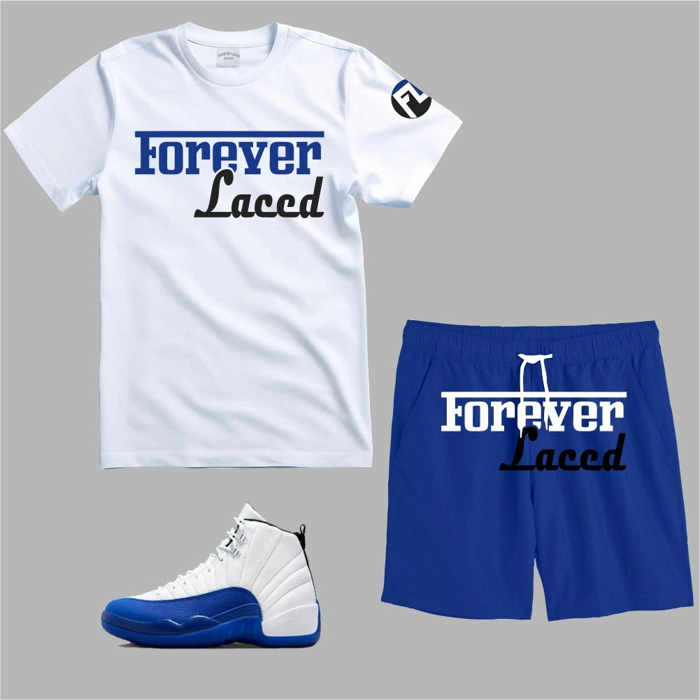 Forever Laced Racer Short Set to match Retro Jordan 12 Blueberry sneakers
