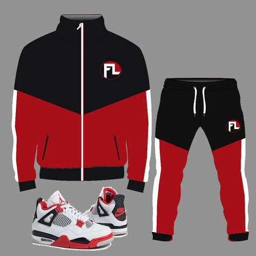 Forever Laced FL Tracksuit to match Retro Jordan 4 Fire Red