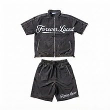Load image into Gallery viewer, Forever Laced Trainer Windbreaker Short Set - Black/White
