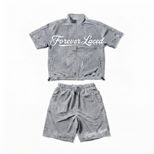 Load image into Gallery viewer, Forever Laced Trainer Windbreaker Short Set - Grey/White
