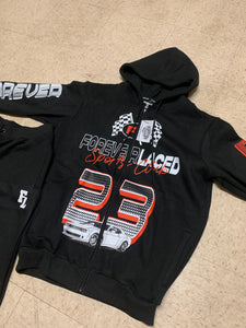 Forever Laced Sports Club Sweatsuit to match Retro Jordan 14 Black Toe sneakers