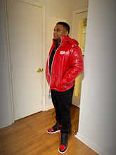 Load image into Gallery viewer, Forever Laced Detachable Hooded Puffer Jacket to match Retro Jordan 12 Blueberry sneakers